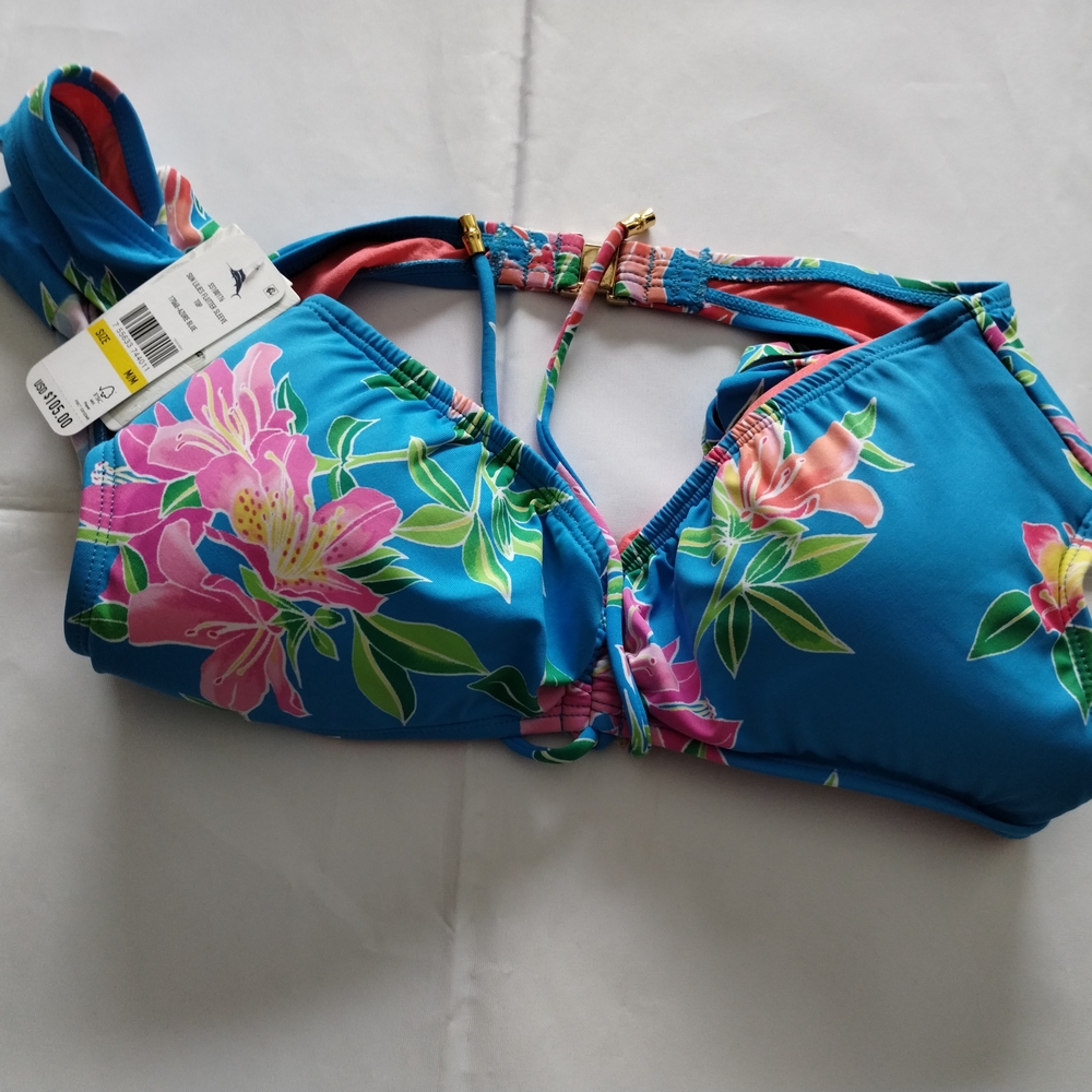 Tommy Bahama Blue and Pink Halter Bikini